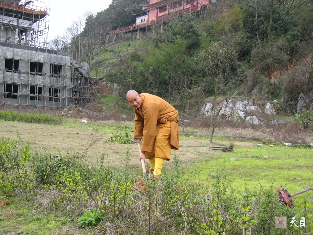 20060314圣观法师在江西宜春化成寺领众植树